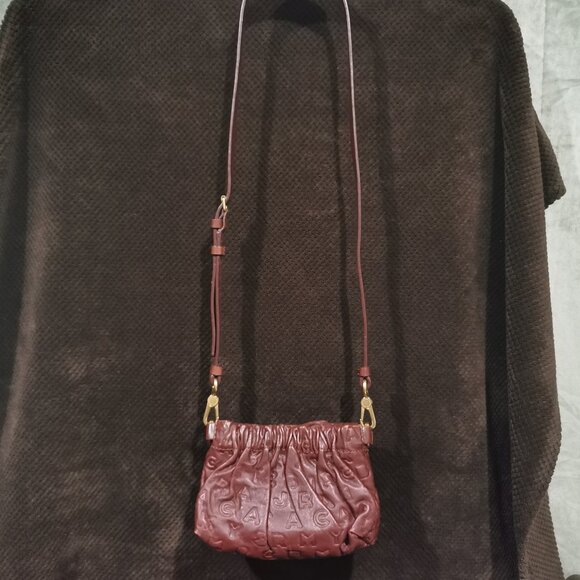 Burgundy/Gold Embossed Lamb Leather Crossbody EUC # 231 - Picture 4 of 14